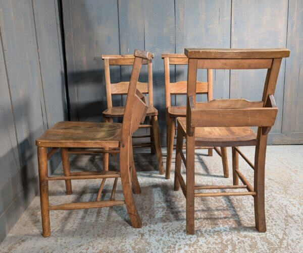 Set of 4 Very Good Colour Medium Brown Ladderback Church Chapel Chairs from St Paul's Tunbridge Wells