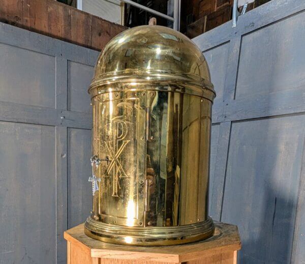 Classic Victorian Style Outsize Brass Dome Top Tabernacle & Stand from St Joseph's Convent East Molesey