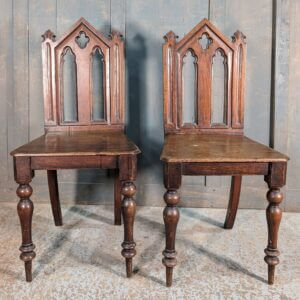 Antique Mahogany Gothic Hall Church Sidesman Chairs from Salisbury Methodist Church