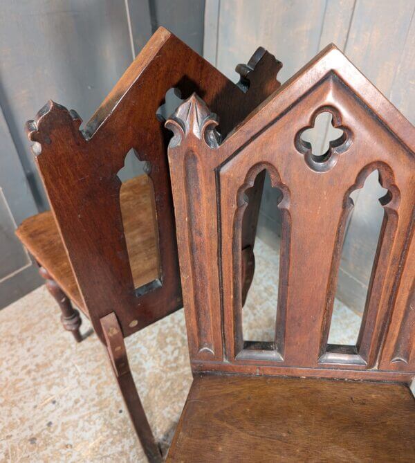 Antique Mahogany Gothic Hall Church Sidesman Chairs from Salisbury Methodist Church