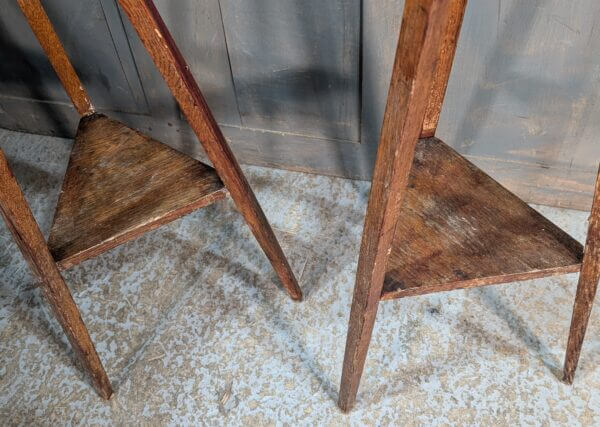 Pair of 1930's Vintage Oak Plant Stands from St Joseph's Convent East Molesey