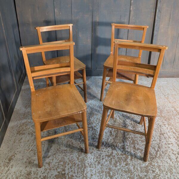 Set of 4 Cheerful Bargain 1960's Vintage Church Chapel Chairs from St John's Digswell