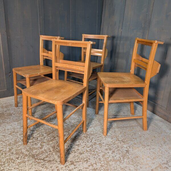 Set of 4 Cheerful Bargain 1960's Vintage Church Chapel Chairs from St John's Digswell