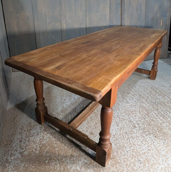 Large Elm Refectory Table with Shaped Legs