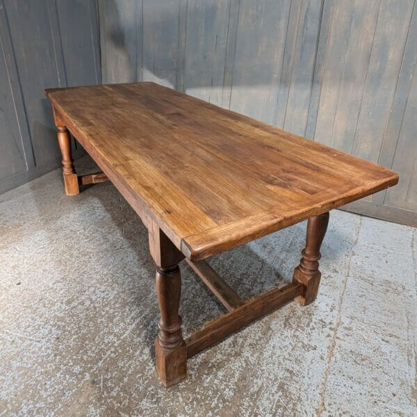 Large Elm Refectory Table with Shaped Legs