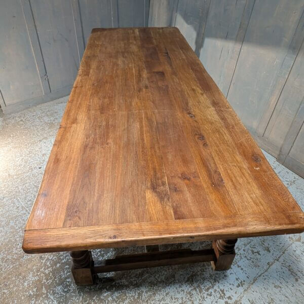 Large Elm Refectory Table with Shaped Legs