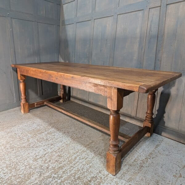 Large Elm Refectory Table with Shaped Legs