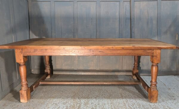 Large Elm Refectory Table with Shaped Legs