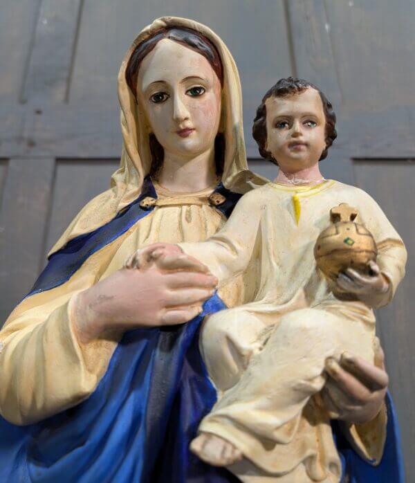 Medium to Large Antique Religious Statue of The Virgin Mary The Madonna & Child from St Joseph's Convent