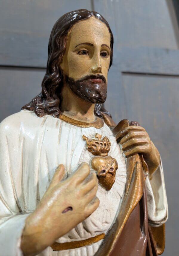 Medium to Large Antique Religious Statue of Christ the Sacred Heart from St Joseph's Convent East Molesey