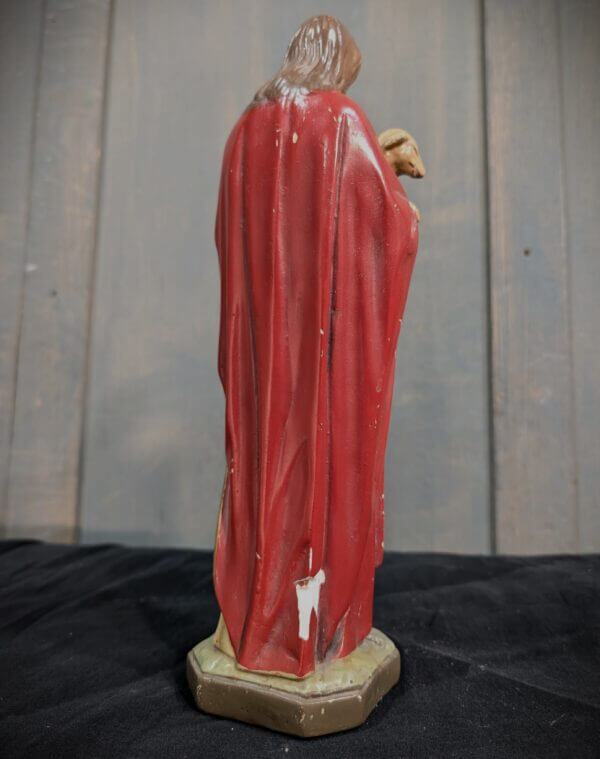 Lovely Hyper English 1920's Vintage Religious Statue of Christ the Shepherd