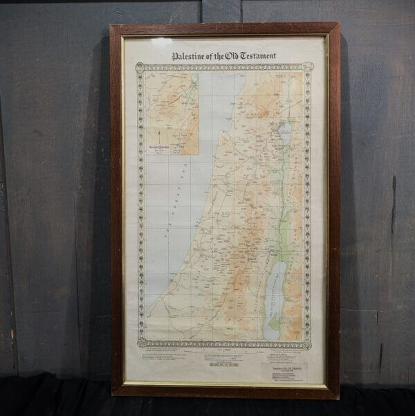 Framed Vintage Church Map of Palestine of the Old Testament