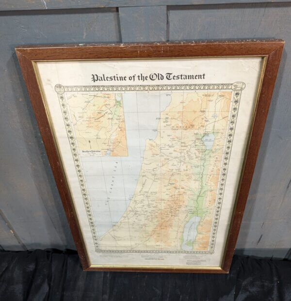 Framed Vintage Church Map of Palestine of the Old Testament