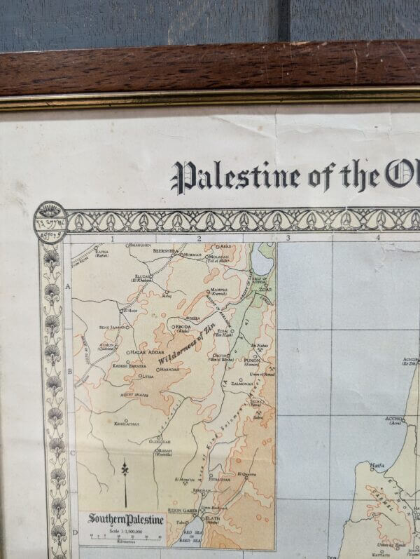 Framed Vintage Church Map of Palestine of the Old Testament