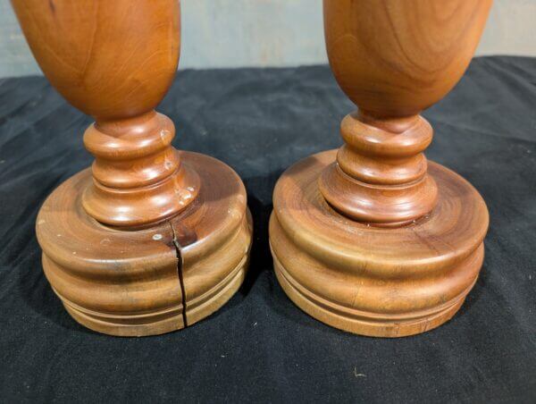 Turned Olive Wood Church Candlesticks