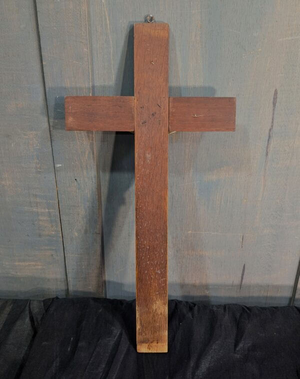 Heavy Bright Gold Coloured Oak & Metal Convent Crucifix