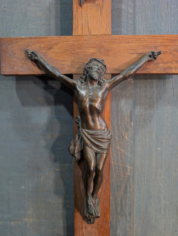 Dark Coloured Larger Size Crucifix with very heavy Corpus from St Joseph's Convent East Molesey