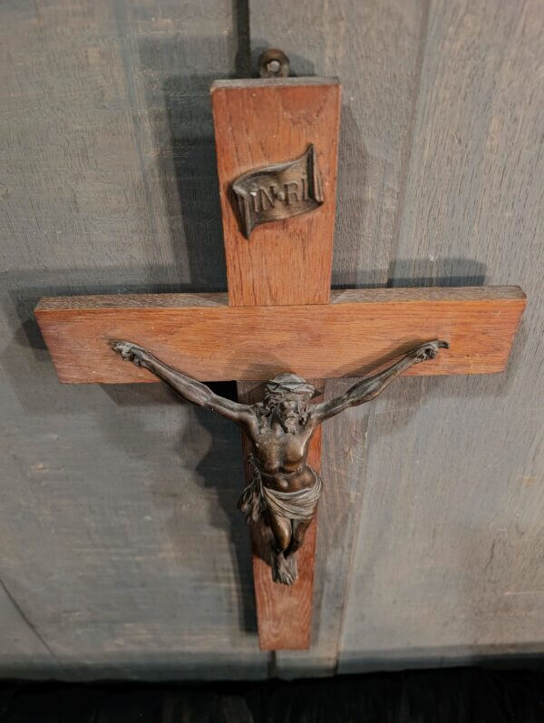 Dark Coloured Larger Size Crucifix with very heavy Corpus from St Joseph's Convent East Molesey