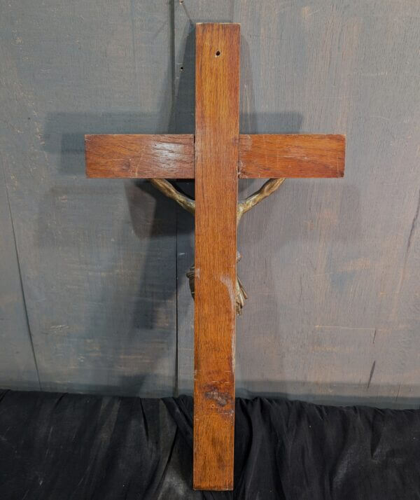 Heavy Finely Detailed Larger Size Metal & Oak Crucifix from St Joseph's Convent East Molesey