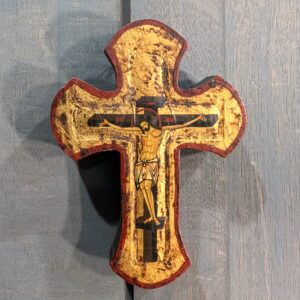 Handpainted Wooden Icon Style Crucifix from St Joseph's Convent East Molesey