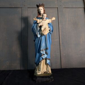 Medium Size Antique Religious Statue Mary Queen of Heaven with Child