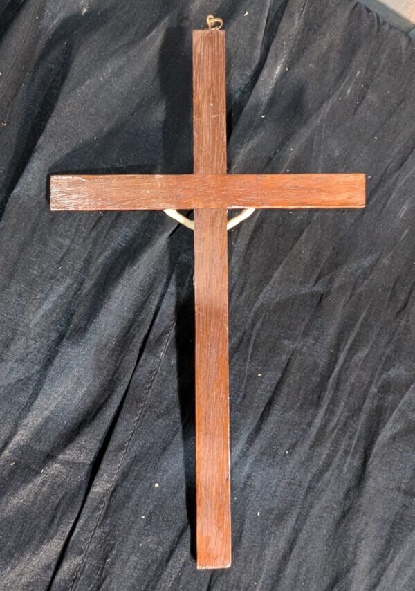 Long Slender & Wavy 1960's Vintage Crucifix with Faux Ivory Figure