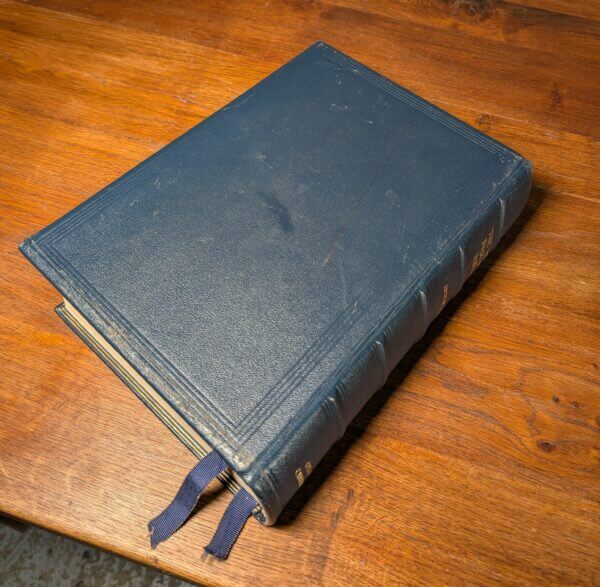 1970's Vintage Classic Navy Morocco Leather Bound Church Lectern Bible