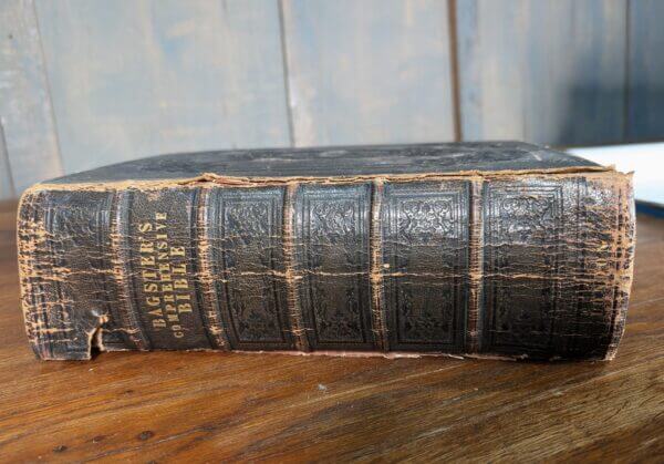 Rebinding Project 1830's Vintage Leather Bound Church Lectern Bible 'Bagster's Comprehensive'