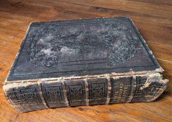 Rebinding Project 1830's Vintage Leather Bound Church Lectern Bible 'Bagster's Comprehensive'