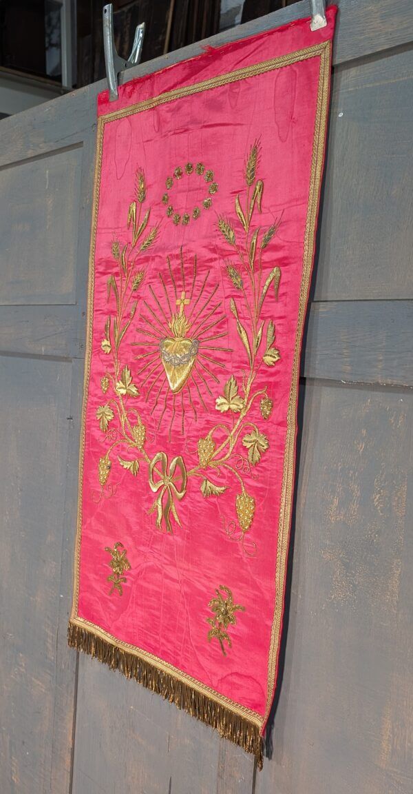 Exquisite Gold Bullion & Gold Thread Sacred Heart Embroidery Hanging