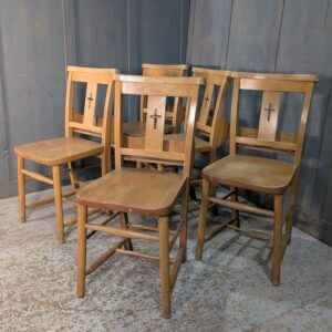 Set of Five Cross Back Church Chapel Chairs From Essex