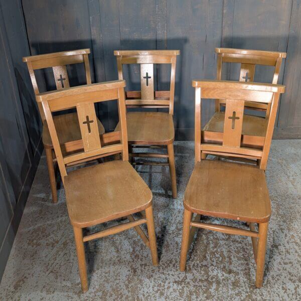 Set of Five Cross Back Church Chapel Chairs From Essex