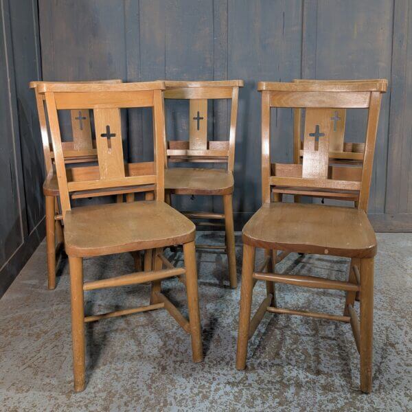 Set of Five Cross Back Church Chapel Chairs From Essex