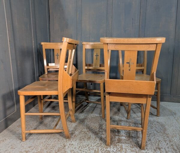 Set of Five Cross Back Church Chapel Chairs From Essex