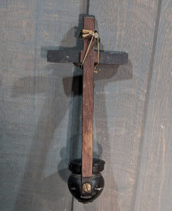 Early 19th Century French Ebony and Metal Crucifix and Stoop