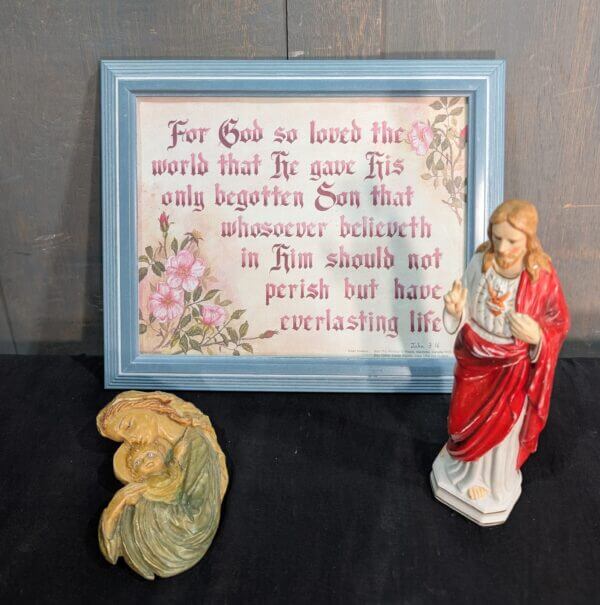 Small Devotional Suite of Three Items - Christ, Madonna and Bible Quote