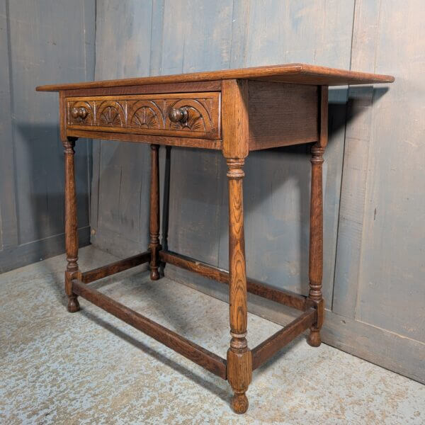 Small 1930's Oak Tudor Style Hall Occasional Table