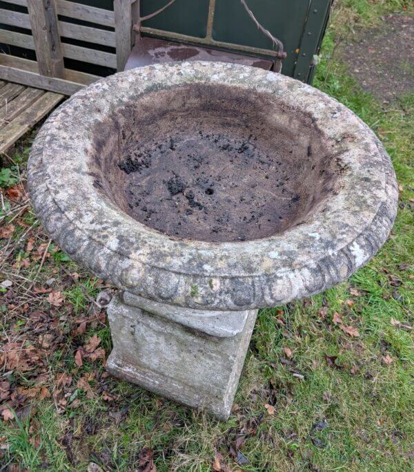 Composition Stone Urn in the Classical Style with Matching Plinth Base