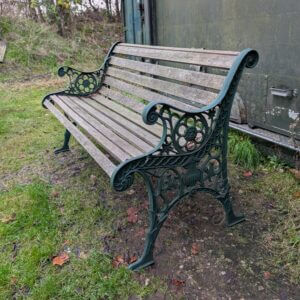 Repro Ornate Iron & Hardwood Garden Bench