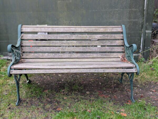 Repro Ornate Iron & Hardwood Garden Bench