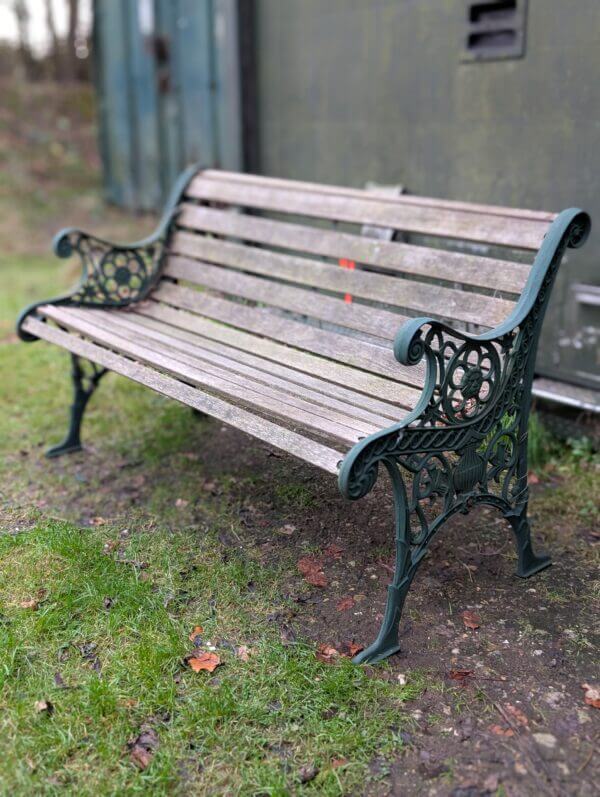 Repro Ornate Iron & Hardwood Garden Bench