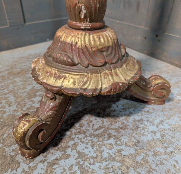 Gold Leaf Baroque Style Carved Wooden Church Paschal Pavement Candle Stand