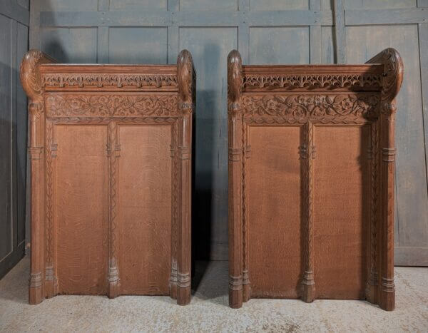 Highly Carved Oak 1926 Vintage Church Reading Desks Ambos Lecterns from St Michael & All Angels Eastbourne