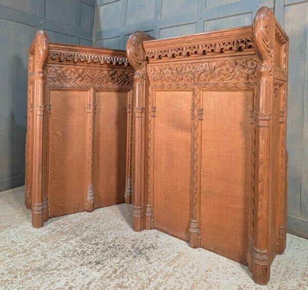 Highly Carved Oak 1926 Vintage Church Reading Desks Ambos Lecterns from St Michael & All Angels Eastbourne