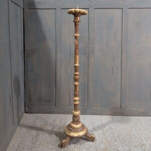 Gold Leaf Baroque Style Carved Wooden Church Paschal Pavement Candle Stand