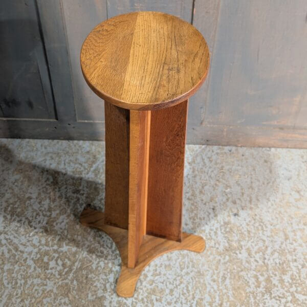 Stylish 1970's Solid Oak Church Plant Stand from St Joseph's Convent East Molesey