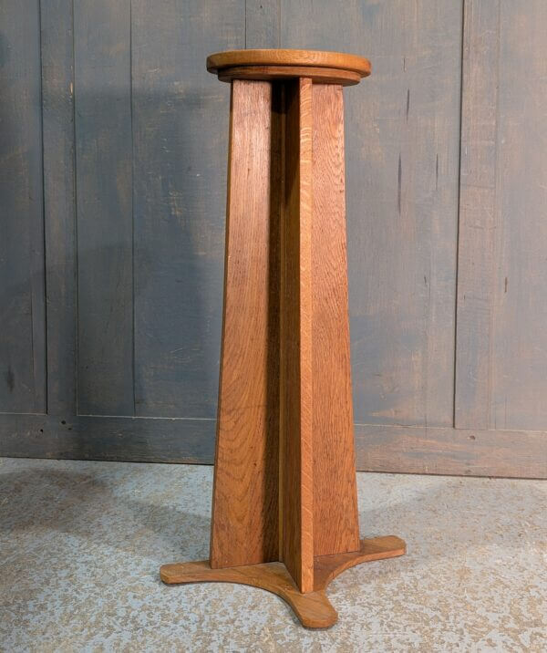 Stylish 1970's Solid Oak Church Plant Stand from St Joseph's Convent East Molesey