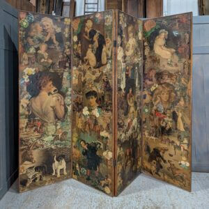 Double Sided Four Fold Large Victorian Scrap Screen