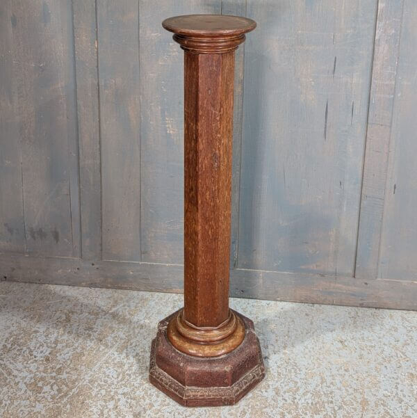 Victorian Teak Church Plant Stand with Heavy Decorative Base