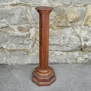 Victorian Teak Church Plant Stand with Heavy Decorative Base